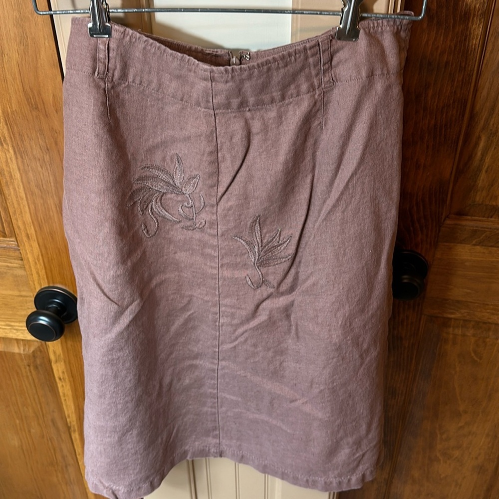 InWear Brown Linen Midi Skirt - 10